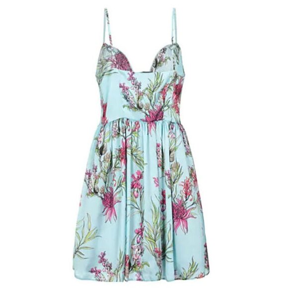 MATILDE COUTURE Floral Sky Blue Short Dress 8 - Picture 2 of 2